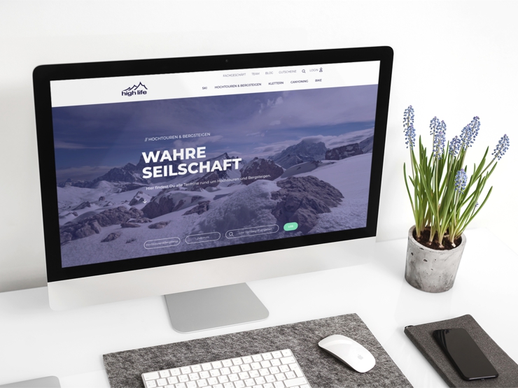 Highlife Alpinschule Website mit integriertem Buchungs- und Verwaltungssystem
